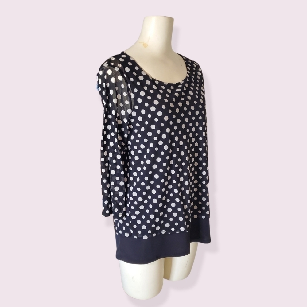 CHICO'S Black and White Dot Blouse - Picture 3 of 9